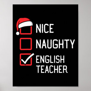 Poster Nice Liste des filles Anglais Enseignant Noël Matc