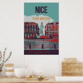 Poster Nice Massena Carré illustration France (Cuisine)