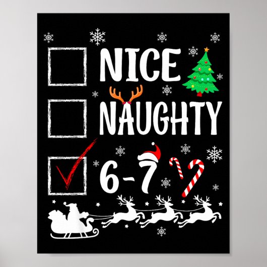 Poster Nice Naughty 67 Funny Christmas Brainrot Six Seven (Devant)