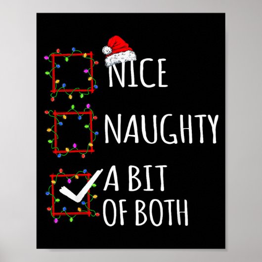 Poster Nice Naughty A Bit Of Both Christmas List Santa Cl (Devant)