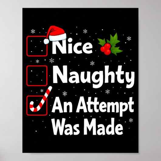 Poster Nice Naughty An Attempt Was Made Christmas List Sa (Devant)