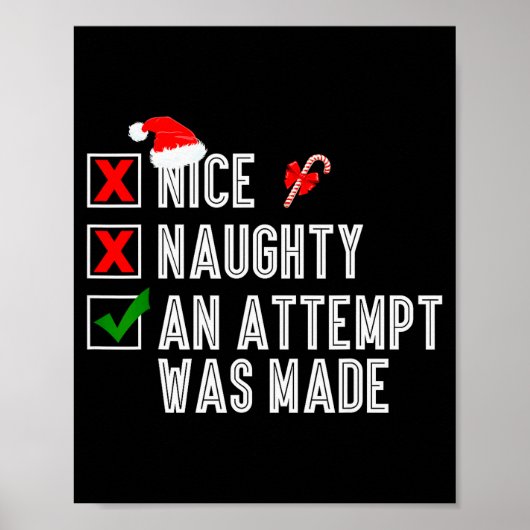 Poster Nice Naughty An Attempt Was Made Merry Christmas S (Devant)