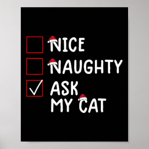 Poster Nice Naughty Ask Chat Mignonne Noël