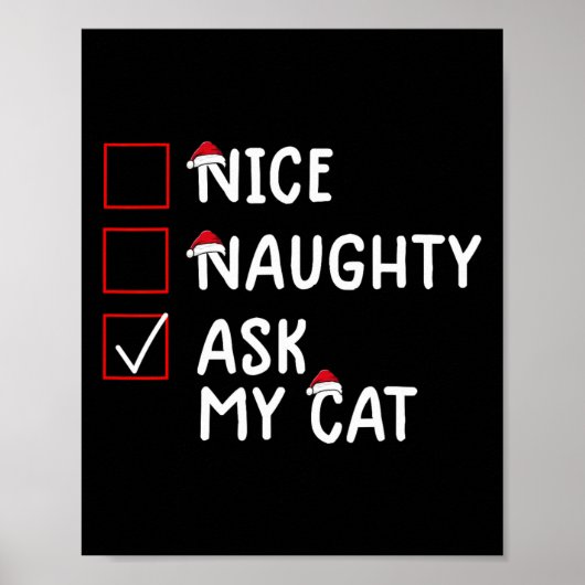 Poster Nice Naughty Ask Chat Mignonne Noël (Devant)
