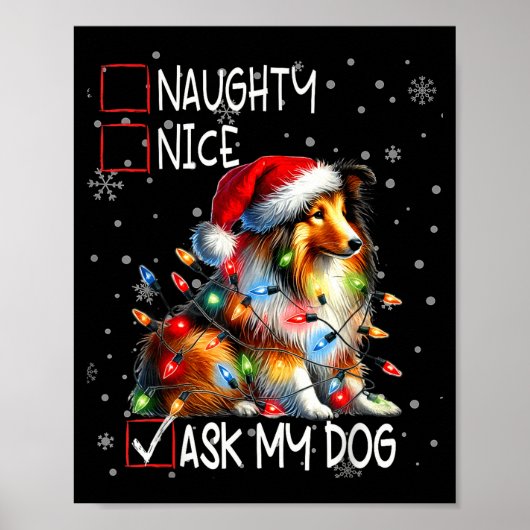 Poster Nice Naughty Ask My Dog Christmas List Xmas  (Devant)