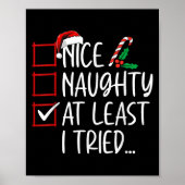 Poster Nice Naughty At Least I Tried Christmas List Santa (Devant)