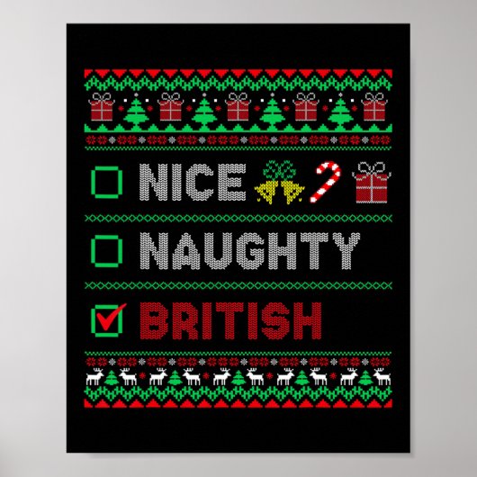 Poster Nice Naughty British Christmas Checklist Angleterr (Devant)