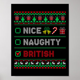 Poster Nice Naughty British Christmas Checklist Angleterr