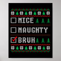 Nice Naughty Bruh Xmas Femmes Hommes Enfants Noël 