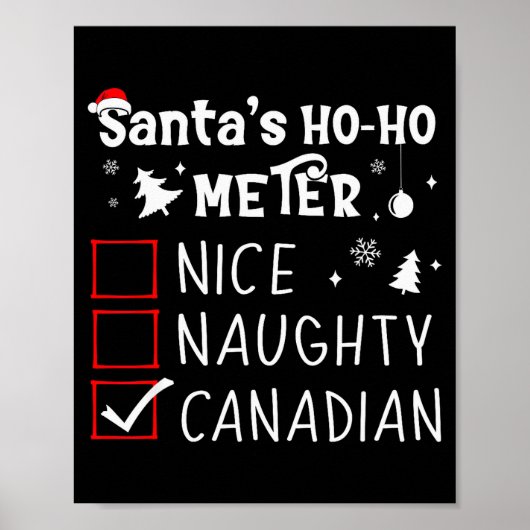 Poster Nice Naughty Canadian Christmas List Santa Claus C (Devant)