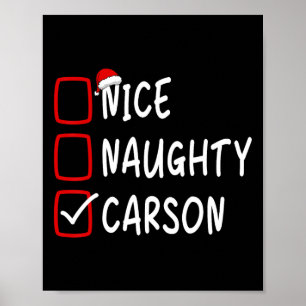 Poster Nice Naughty Carson Nom Personnalisé Noël Ch