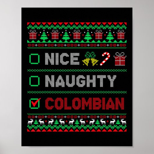Poster Nice Naughty Colombian Christmas Checklist Colombi (Devant)