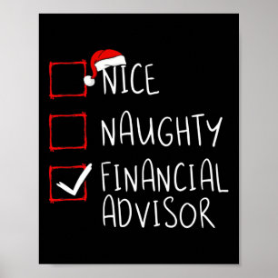 Poster Nice Naughty Conseiller Financier Liste de Noël Sa