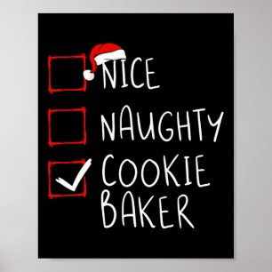 Poster Nice Naughty Cookie Baker Liste de Noël Père Noël