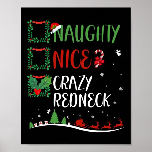 Poster Nice Naughty Crazy Redneck Noël Matching Sant (Devant)