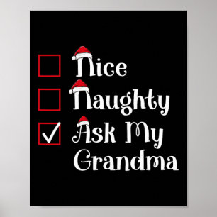 Poster Nice Naughty Demandez à ma grand-mère Noël mignon