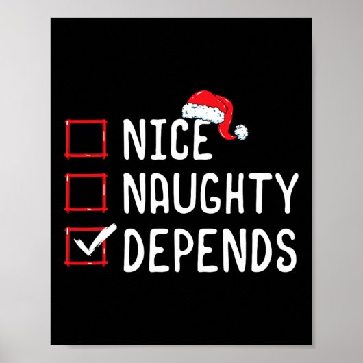 Poster Nice Naughty Depends Christmas List (Devant)