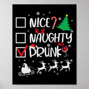 Poster Nice Naughty Drunk Check Funny Christmas