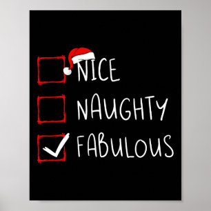 Poster Nice Naughty Fabulous Noël Liste de Noël Xmas Père
