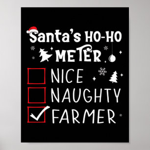 Poster Nice Naughty Farmer Liste de Noël Père Noël Far