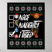 Poster Nice Naughty Funny Christmas Xmas I Tried Graphic (Devant)