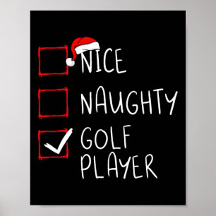 Poster Nice Naughty Golf Player Liste Noël Père Noël Clau