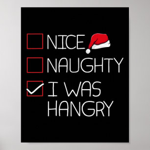 Poster Nice Naughty Hangry Christmas Pajama Funny Humour 