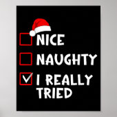 Poster Nice Naughty I Really Tried Funny Christmas List  (Devant)