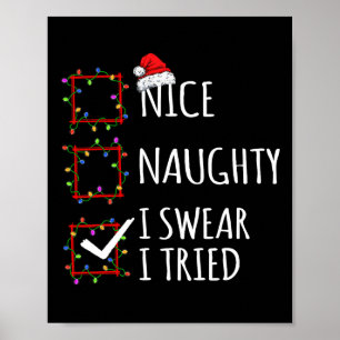 Poster Nice Naughty I Swear I Essaie Noël Liste Père Noël