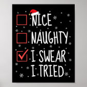 Poster Nice Naughty I Swear I Tried Christmas List Family (Devant)