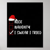 Poster Nice Naughty I Swear I Tried Christmas List Family (Devant)