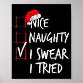 Poster Nice Naughty I Swear I Tried Christmas List Santa (Devant)