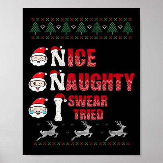 Poster Nice Naughty I Swear I Tried List Xmas Lover Chris (Devant)