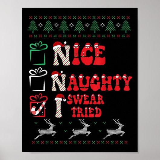 Poster Nice Naughty I Swear I Tried List Xmas Lover Chris (Devant)
