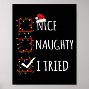 Poster Nice Naughty I Trié Liste de Noël Père Noël Fu