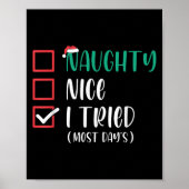 Poster Nice Naughty I Tried Christmas List Santa Claus Fu (Devant)