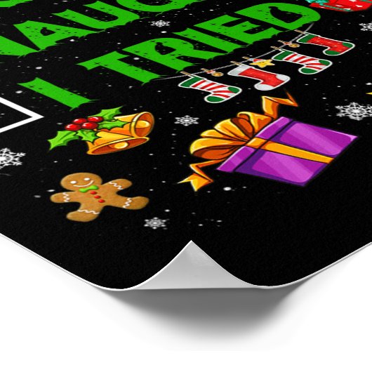 Poster Nice Naughty I Tried Christmas Tree Light Funny Xm (Coin)