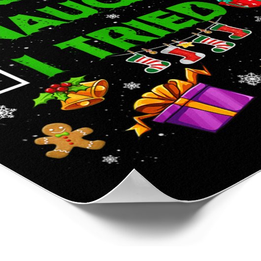 Poster Nice Naughty I Tried Christmas Tree Light Funny Xm (Coin)