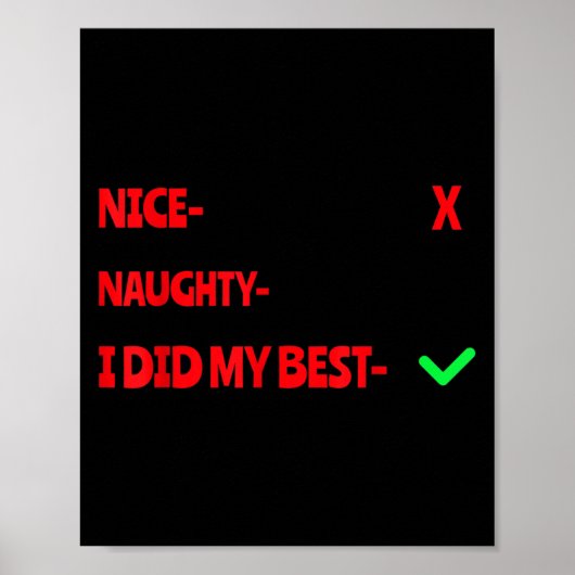 Poster Nice Naughty I Tried Funny Christmas Matching (Devant)