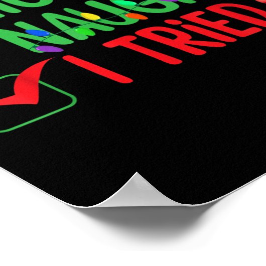 Poster Nice Naughty I Tried Funny Christmas Xmas (Coin)