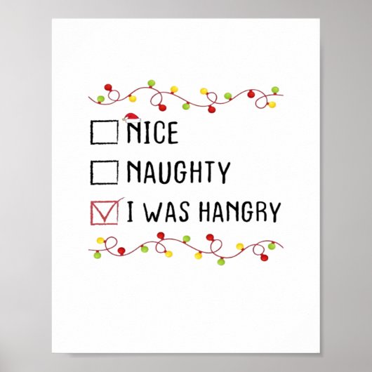 Poster Nice Naughty I Was Hangry List Christmas  (Devant)
