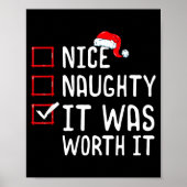 Poster Nice Naughty It Was Worth It Christmas List (Devant)