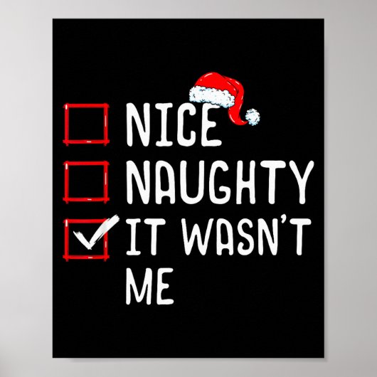 Poster Nice Naughty It Wasn't Me Christmas List (Devant)