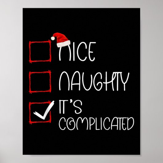 Poster Nice Naughty It's Complicated Christmas List Santa (Devant)