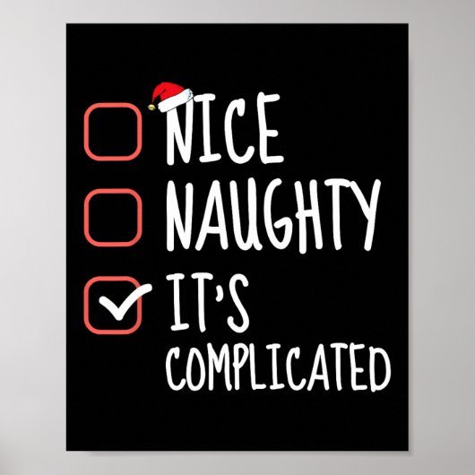 Poster Nice Naughty It's Complicated Christmas List Santa (Devant)