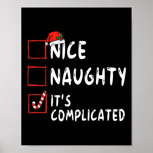 Poster Nice Naughty It's Complicated Christmas List Santa (Devant)