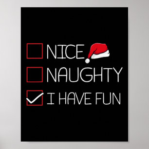 Poster Nice Naughty J'Ai Amusant Pajama de Noël Funny X-m