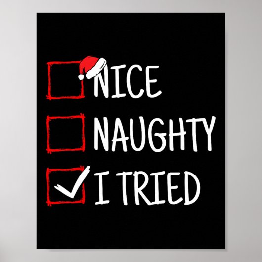 Poster Nice Naughty J'Ai Essayé Funny Noël (Devant)