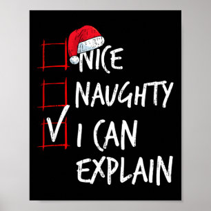 Poster Nice Naughty Je Peux Expliquer Liste de Noël Père