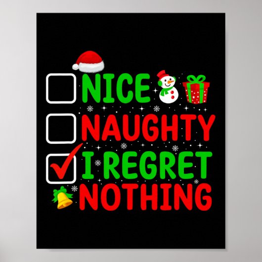 Poster Nice Naughty Je Regrette Rien Drôle Noël Famille M (Devant)